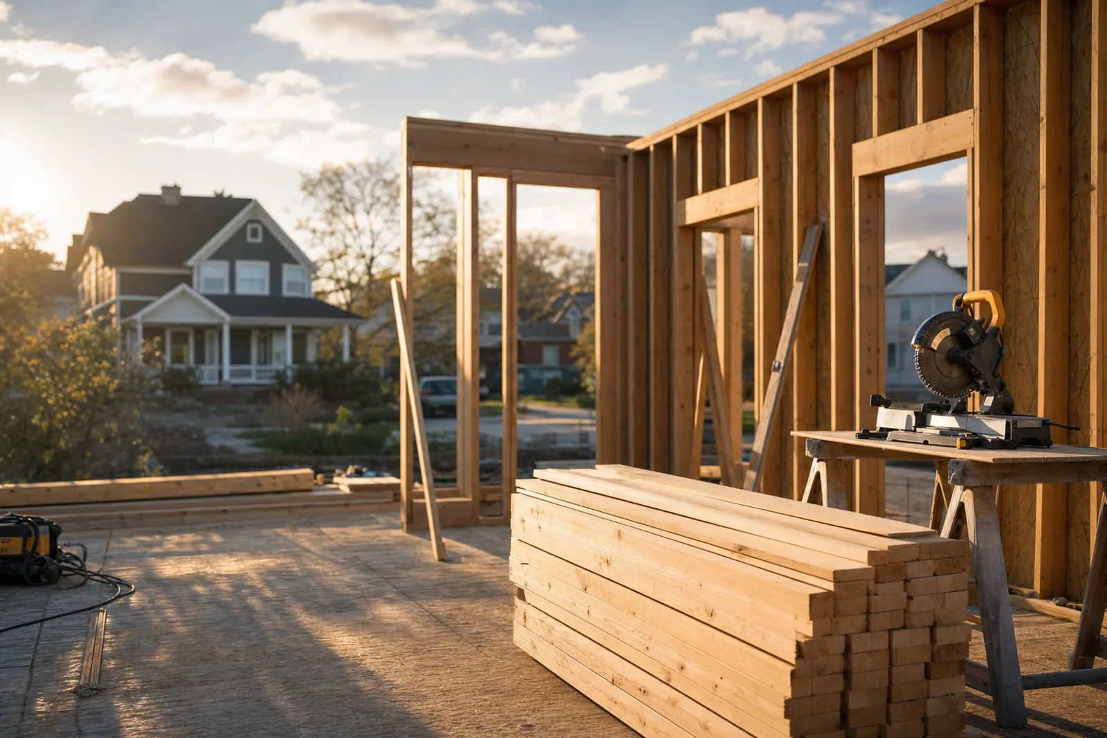 Northeast Indiana construction trades — residential framing job site supported by Warrior CPA accounting