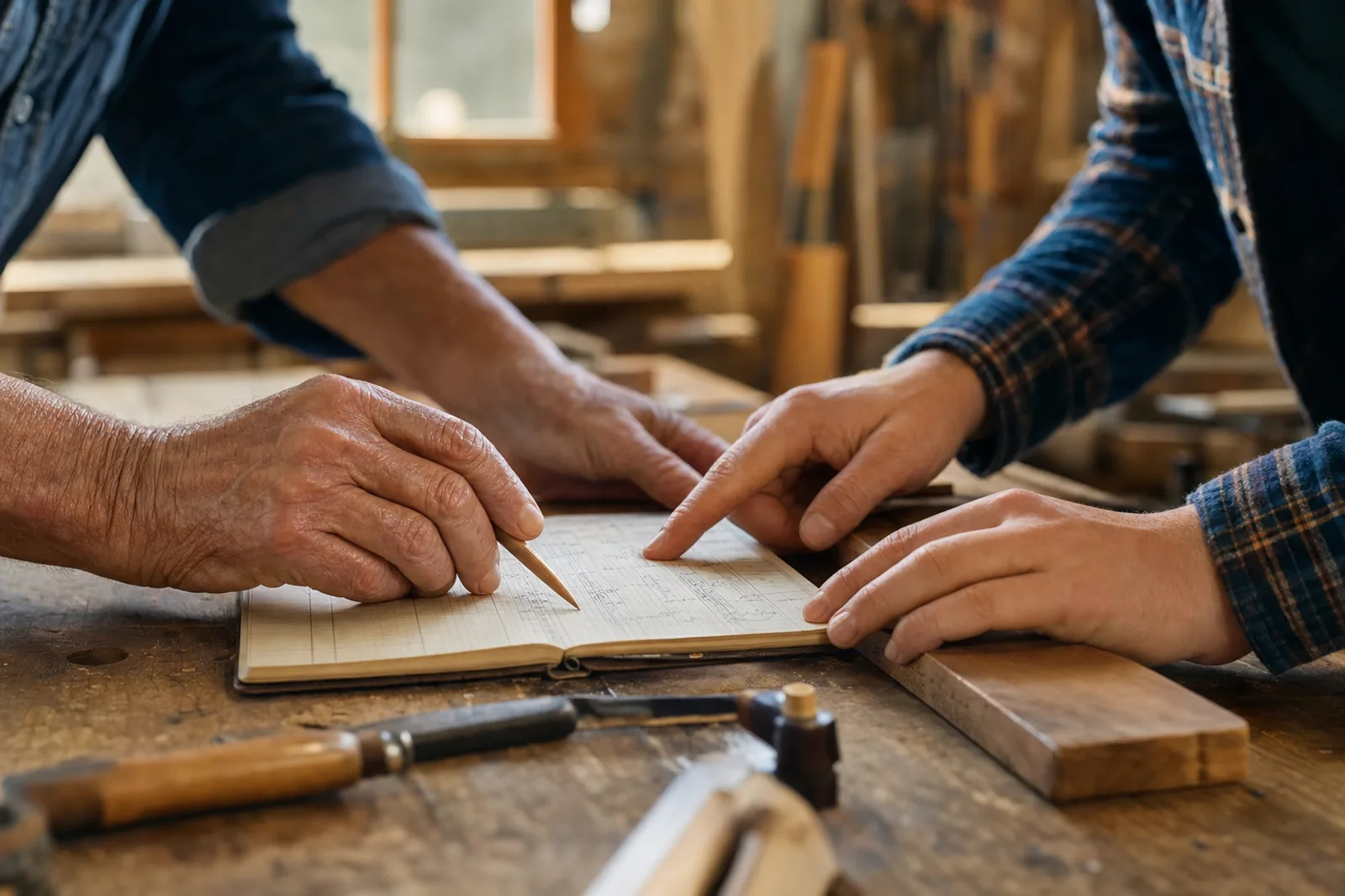 Indiana family-owned business succession — multi-generational hands working together in a small business