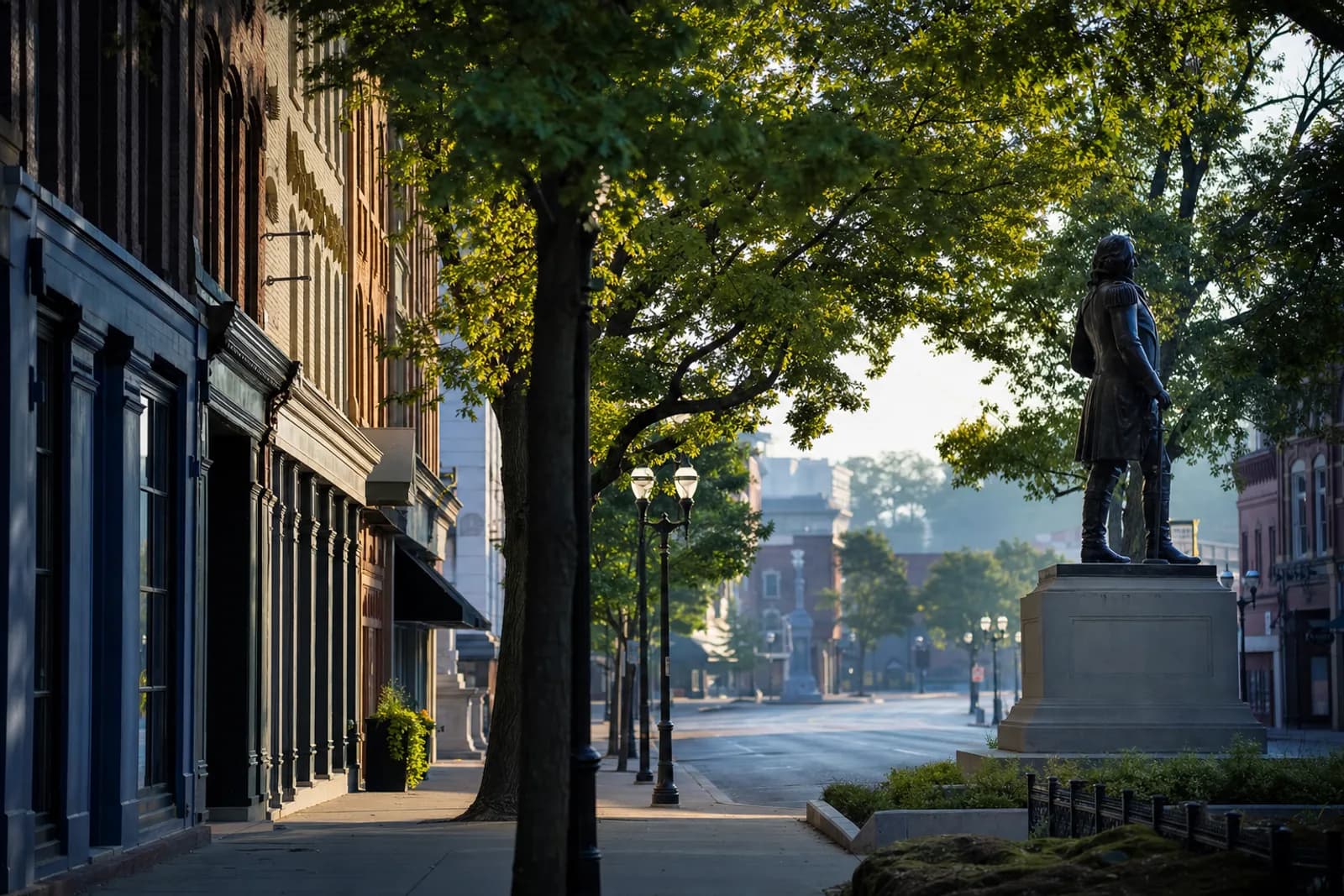 Downtown Fort Wayne, Indiana — historic brick streetscape near 501 E Brackenridge Street, home of Warrior CPA