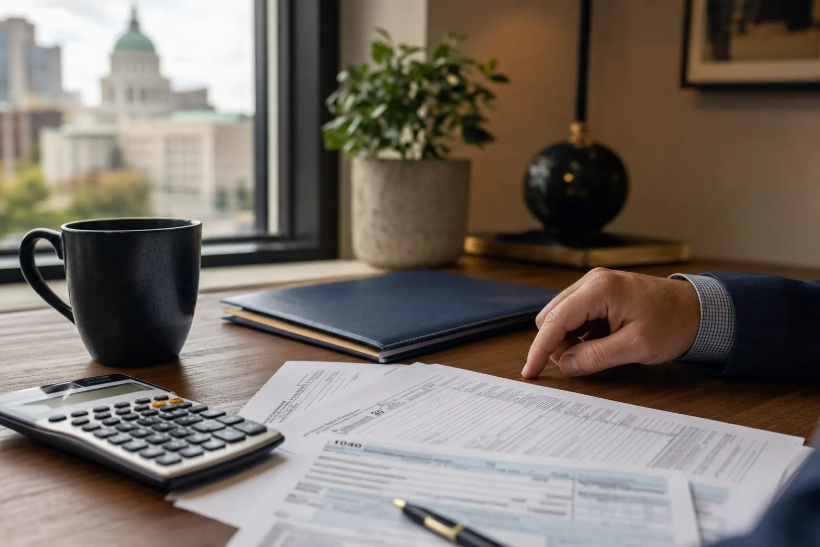 Business tax preparation for Indiana S-corps and LLCs — federal and Indiana returns being reviewed