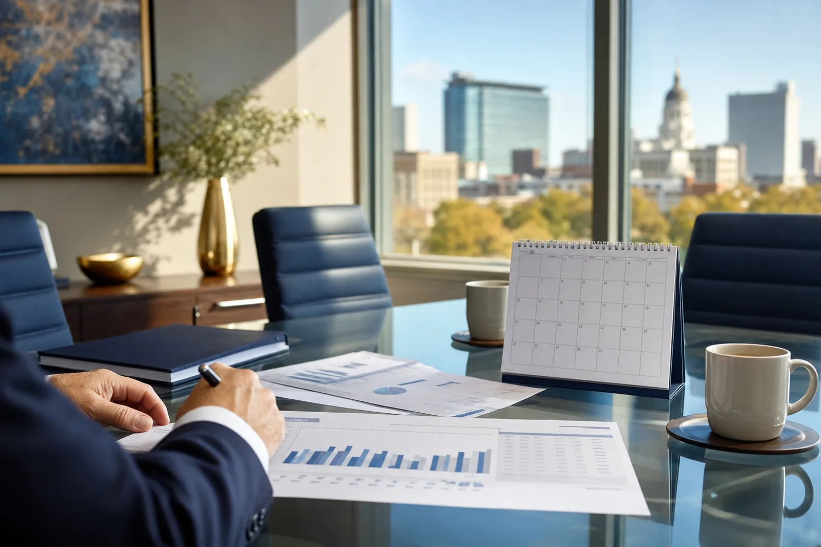 Strategic tax planning meeting for a Fort Wayne small business — quarterly projections and year-end strategy
