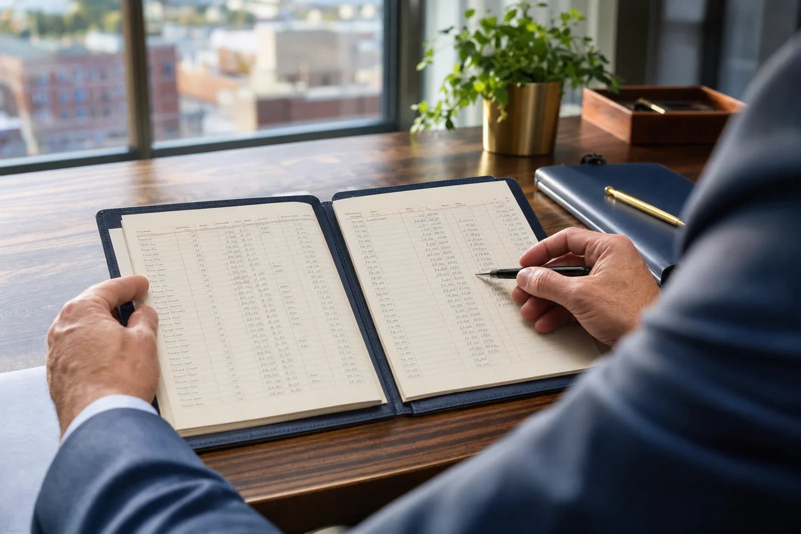 Business owner comparing cash vs accrual accounting methods in Fort Wayne office