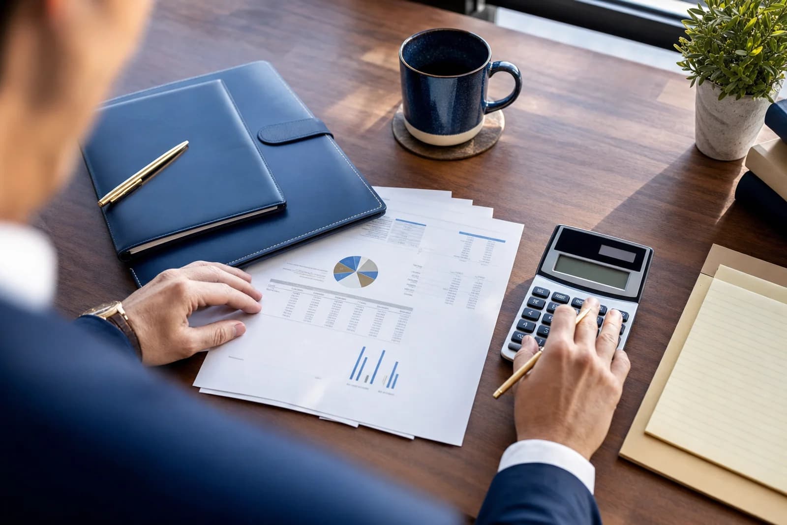 Organized business desk with financial documents in Fort Wayne CPA office setting