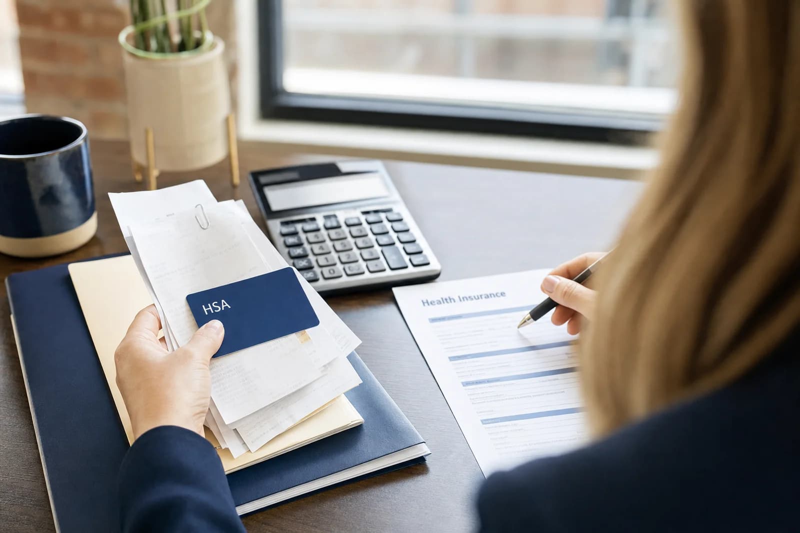 HSA card and medical receipts on desk - Health Savings Account planning for Fort Wayne business owners